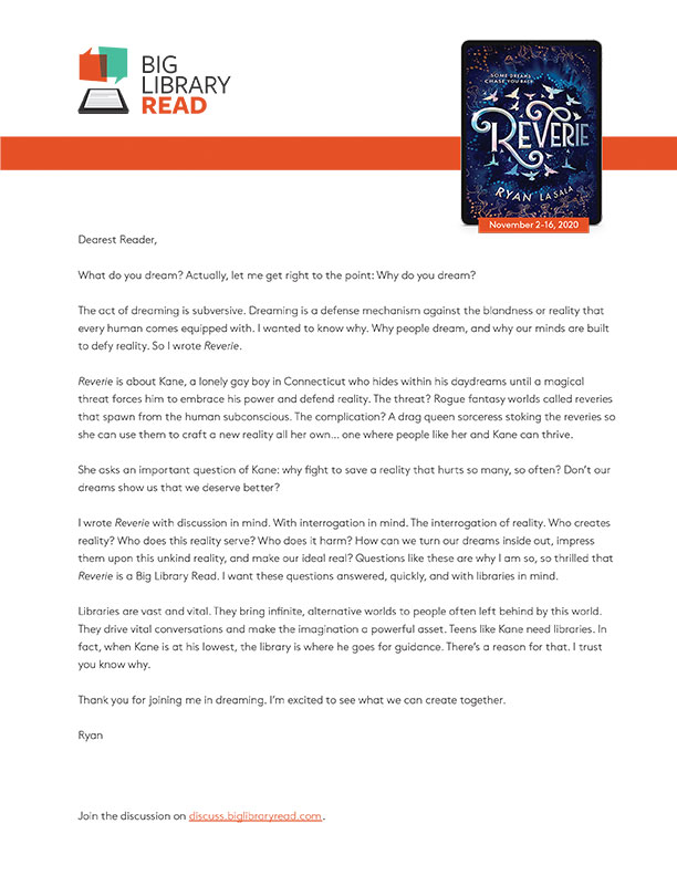 Letter from author