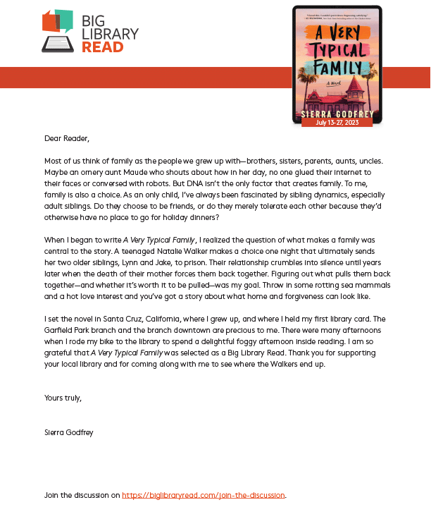 Letter from author